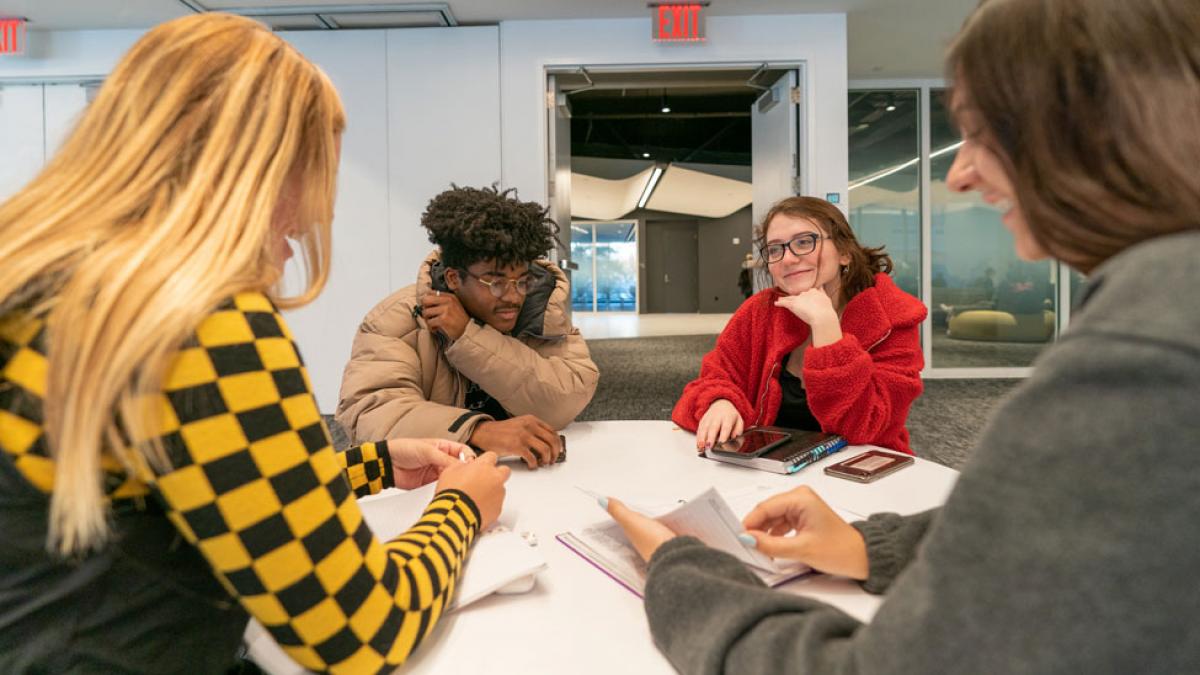 Students studying together.