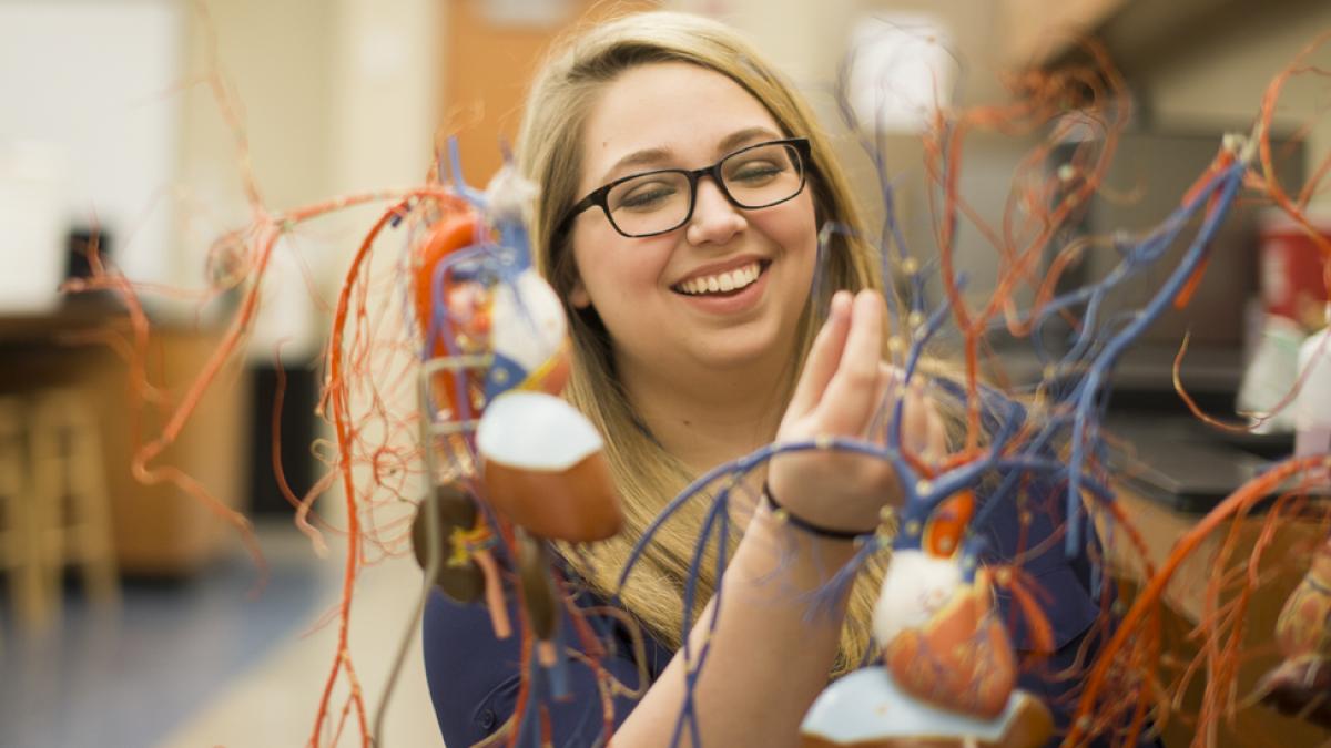 Student working on a project in a lab.