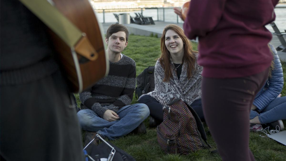 Students attending a concert.