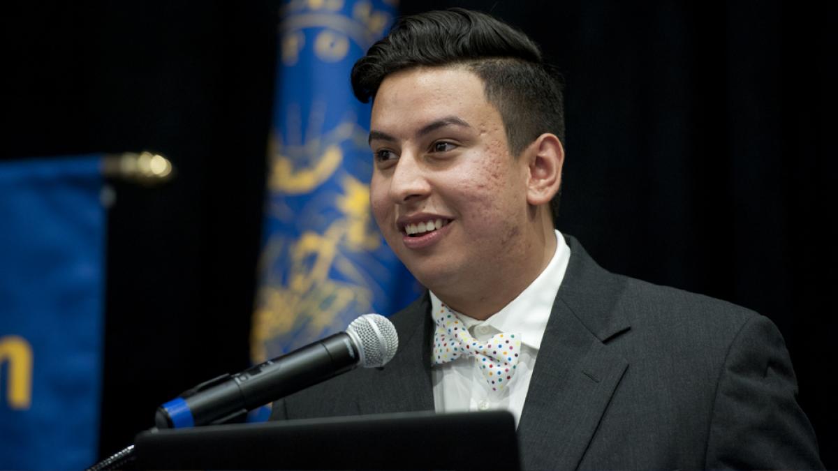 Student giving a speech.
