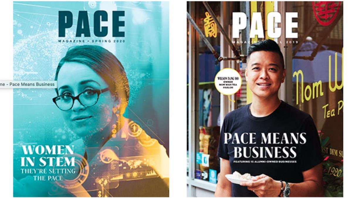 Images of the covers of the Pace Magazine