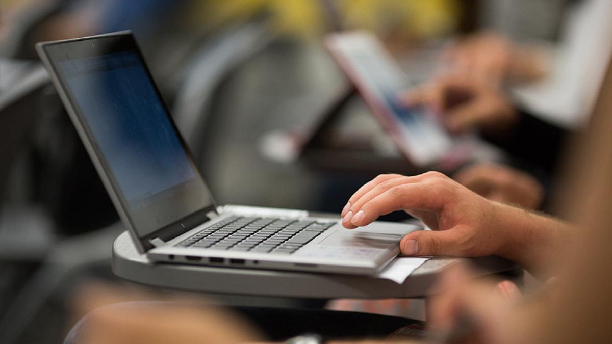 person working on a laptop