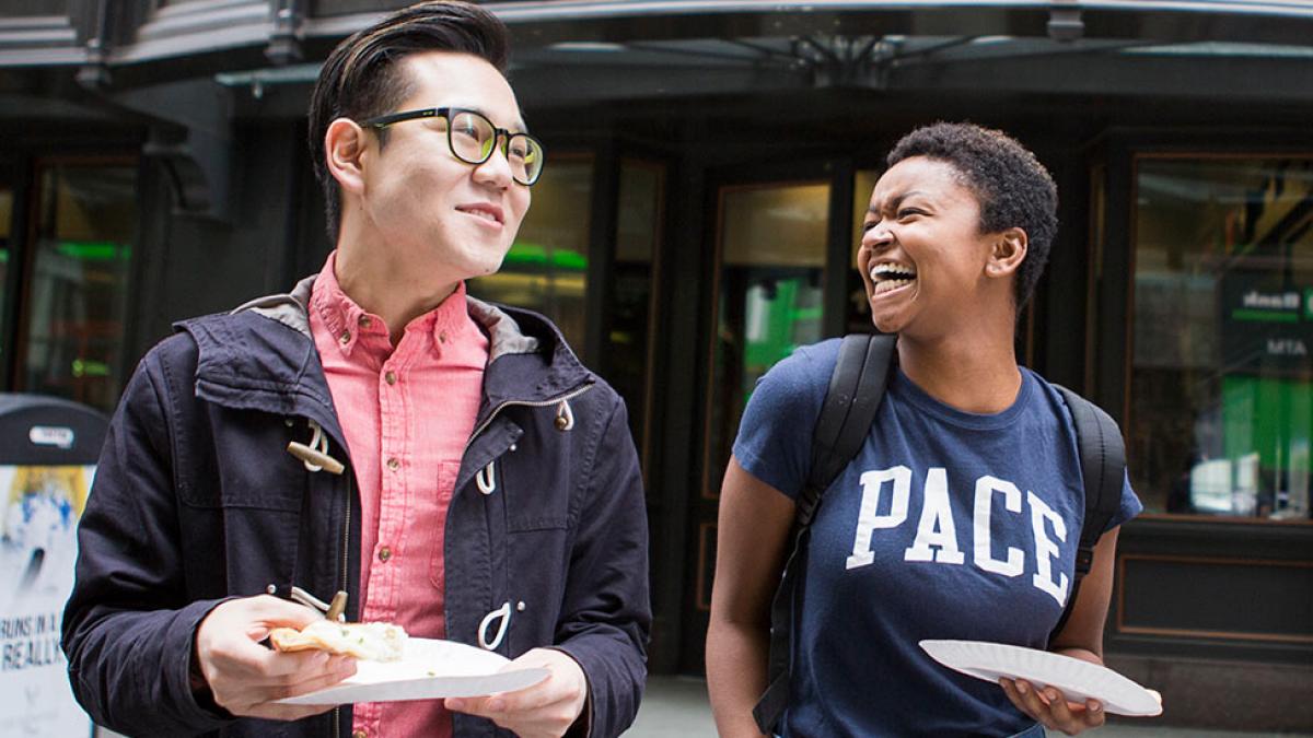 Students walking around NYC.