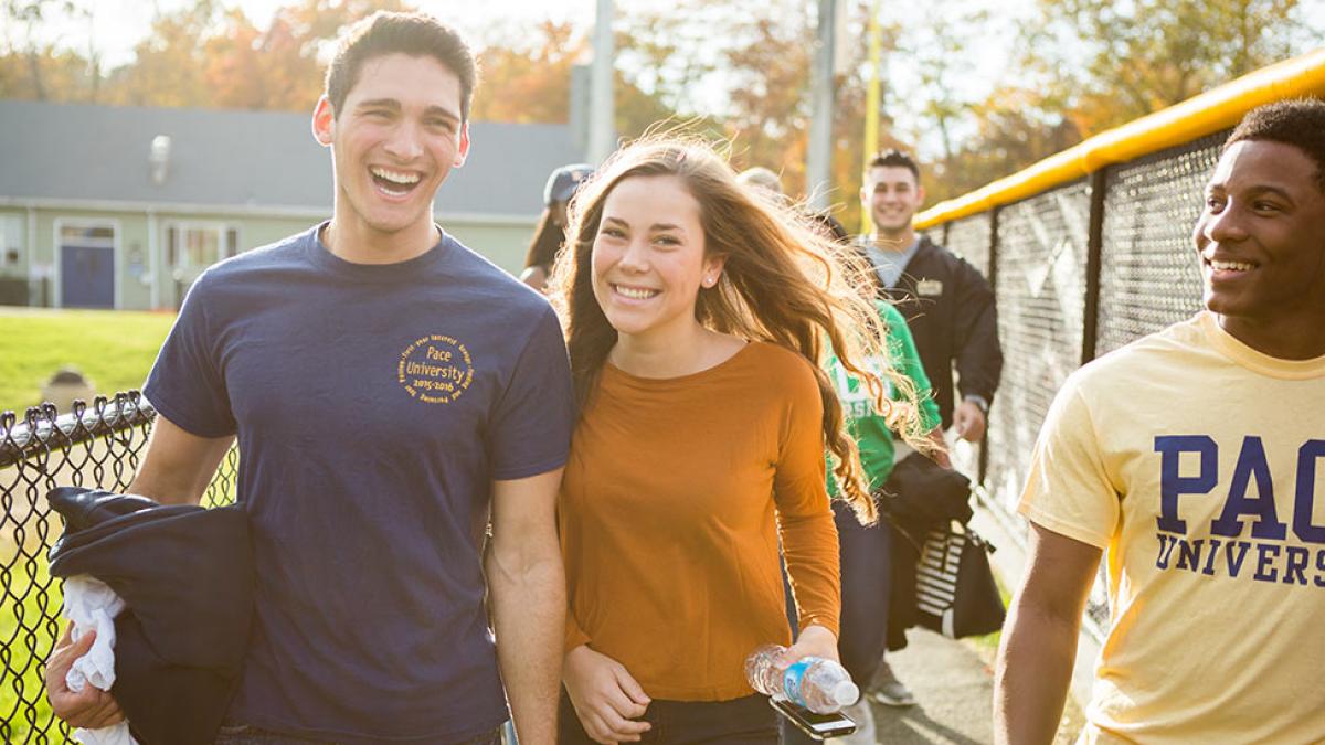 Students walking around the Westchester campus.