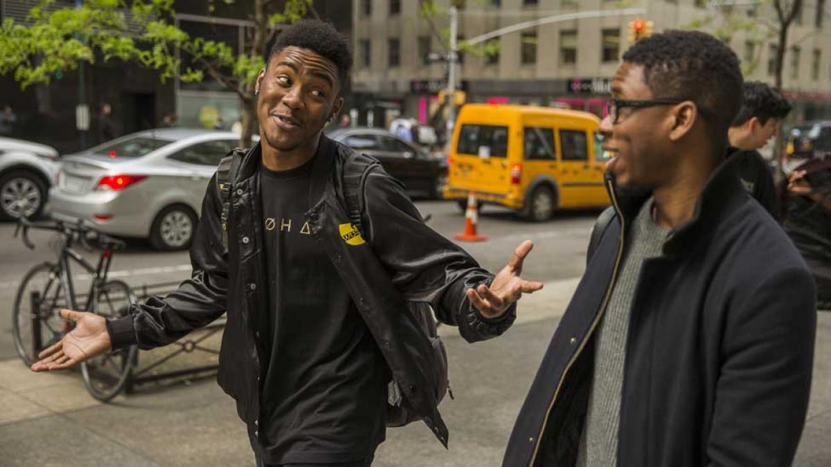 Students walking around NYC.