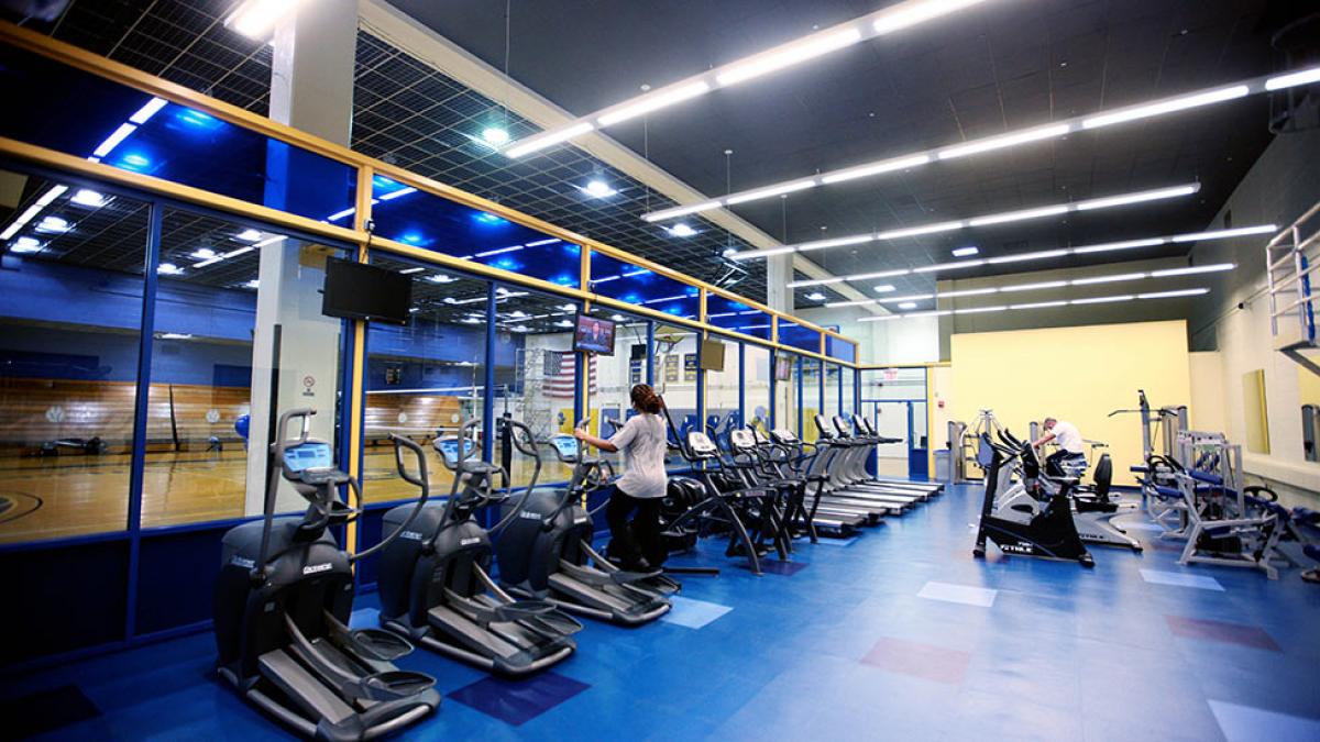 Students working out at one of Pace University's gyms.