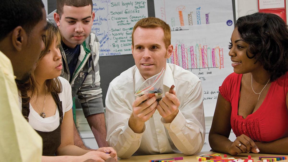 Faculty member teaching School of Education students.