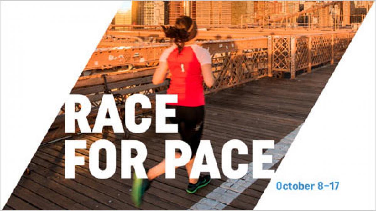 Race for Pace October 8-17 woman running on bridge