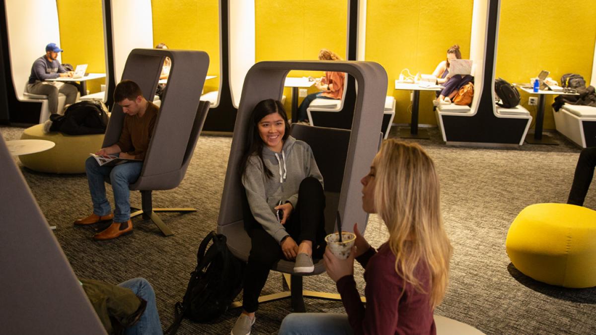 Students spending time in new spaces created on the NYC campus.