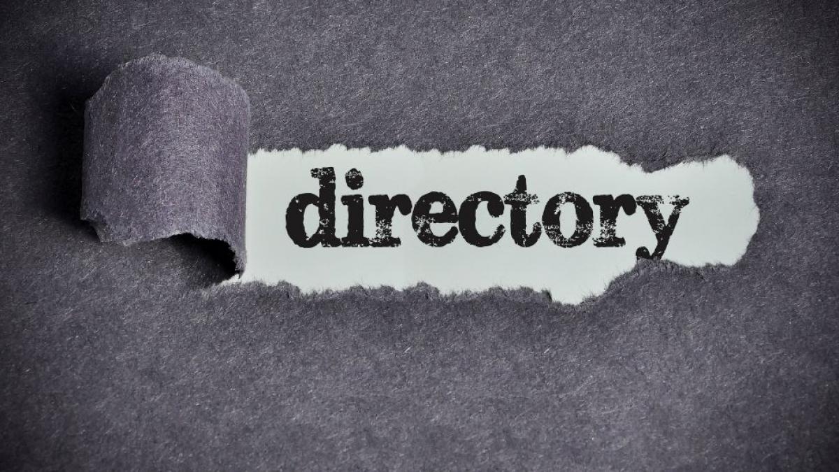 directory typed out in black and white