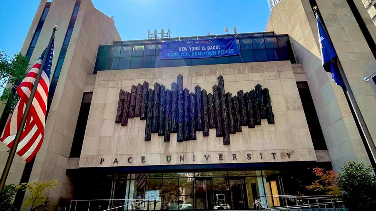 pace plaza with banner