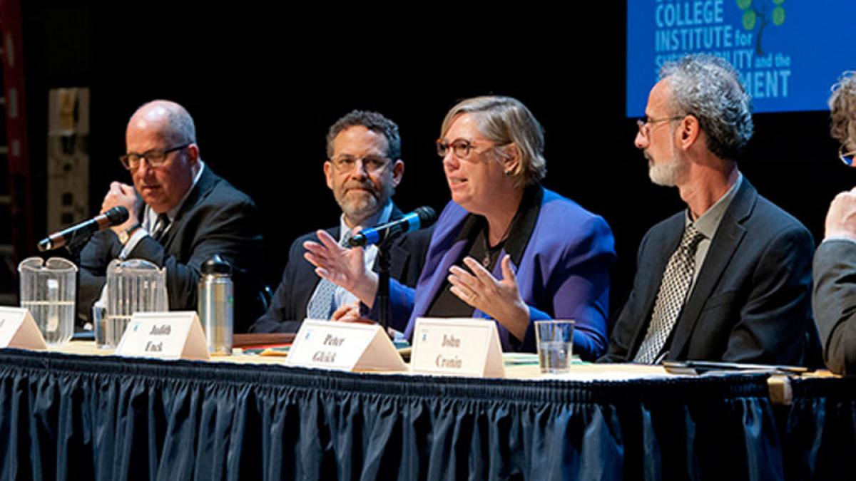 A panel of environmental leaders discussing water sustainability