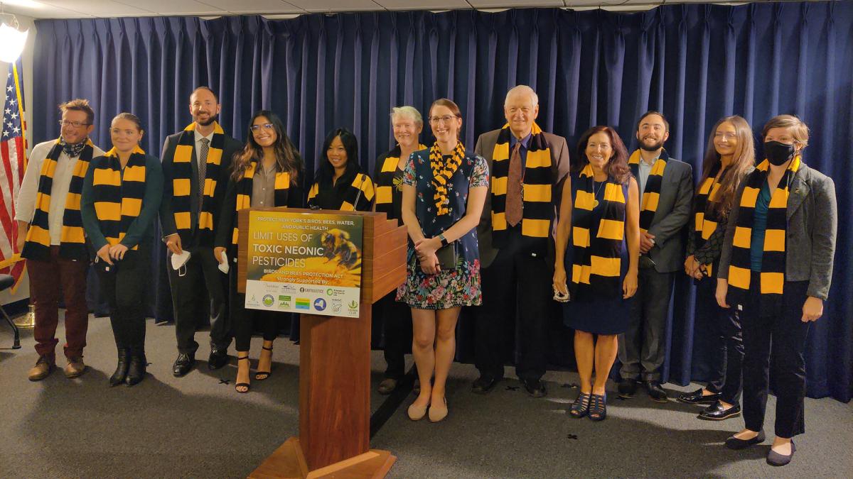  Maddie Feaster with other testifying advocates wearing black and yellow "bee" scarves | Image credit: Natural Resources Defense 