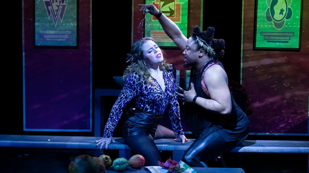 Students performing Game Sugar on stage