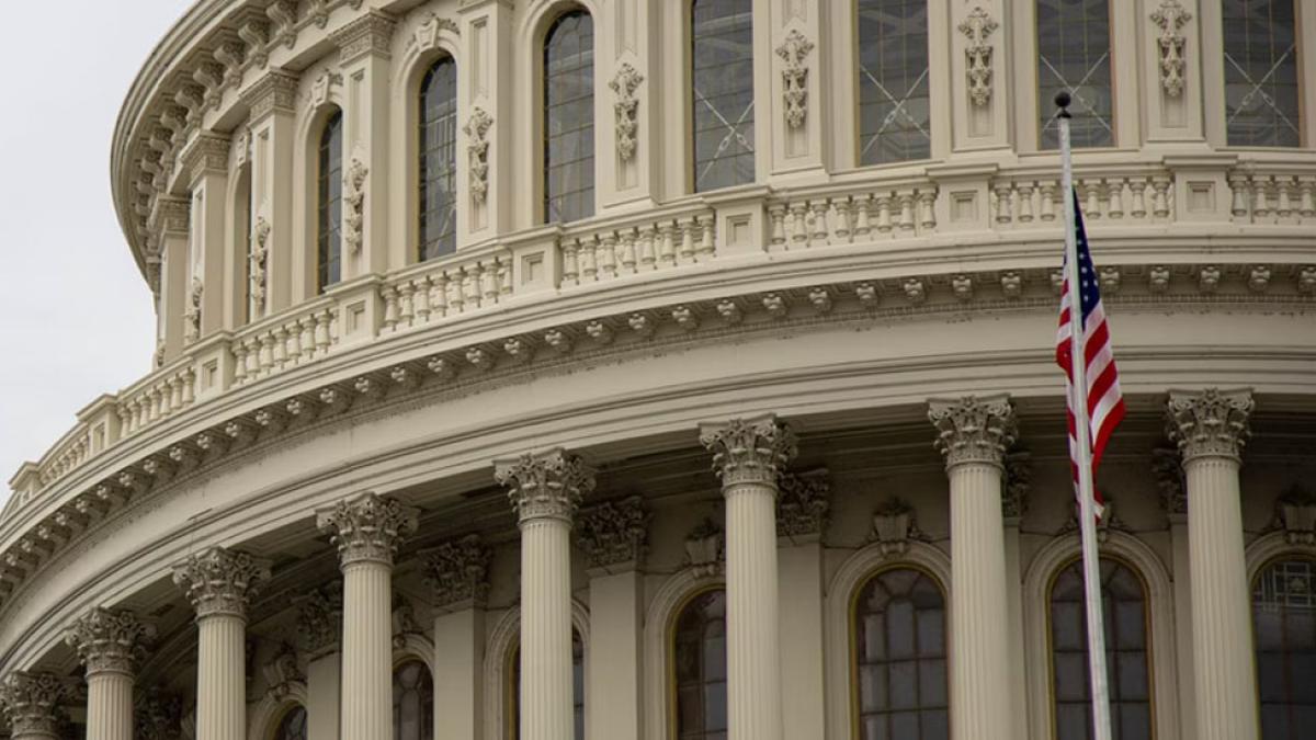 Close-up of United States Congress building