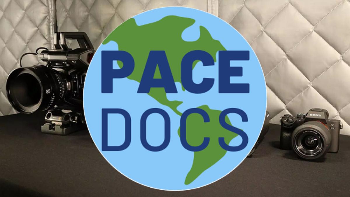 Pace Docs logo infront of cameras