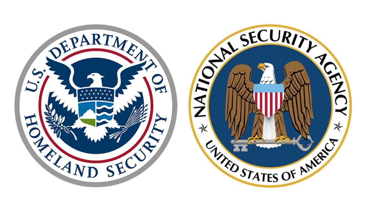 Logos of the US Department of Homeland Security and the National Security Agency.