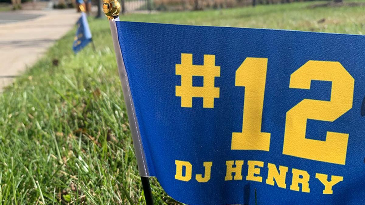 #12 dj henry flag on lawn