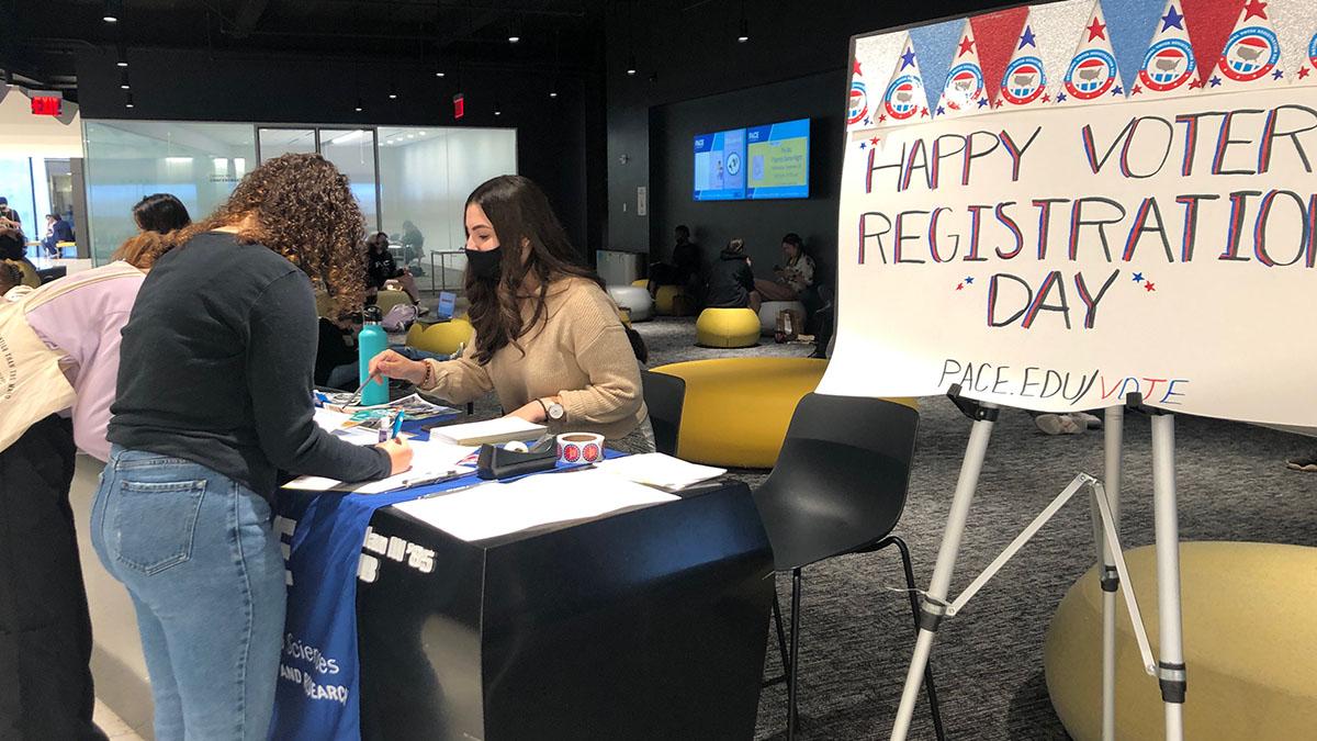 Voter Registration Day tabling at One Pace Plaza