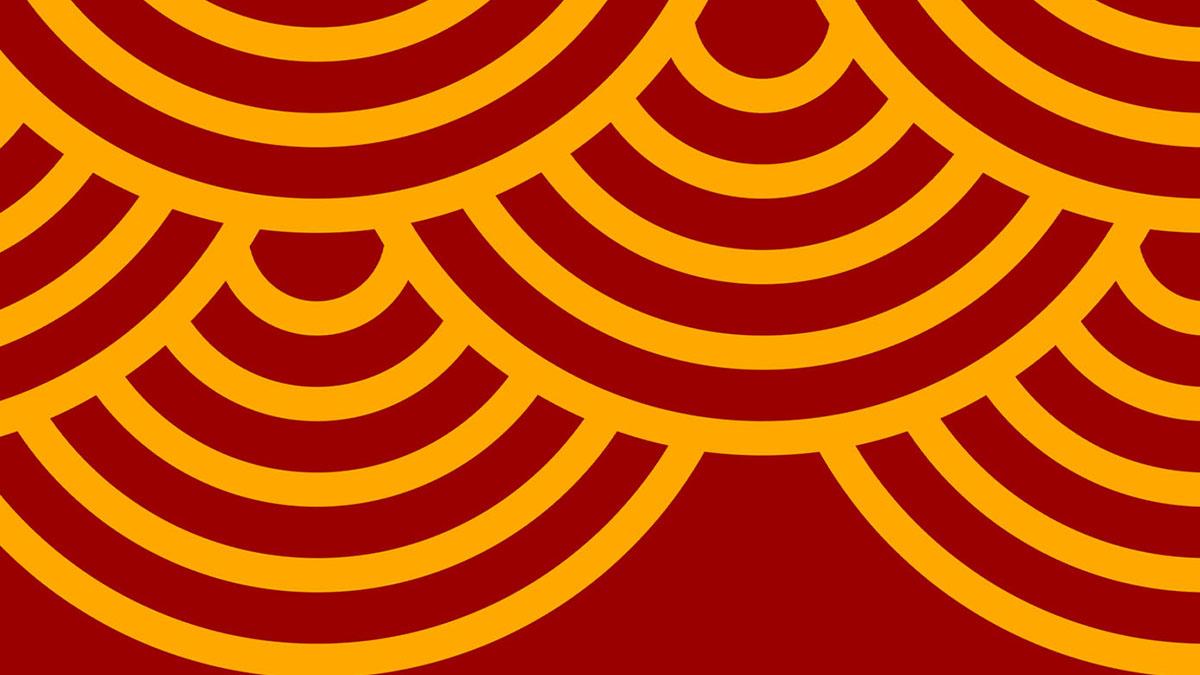 Yellow wave pattern above red background