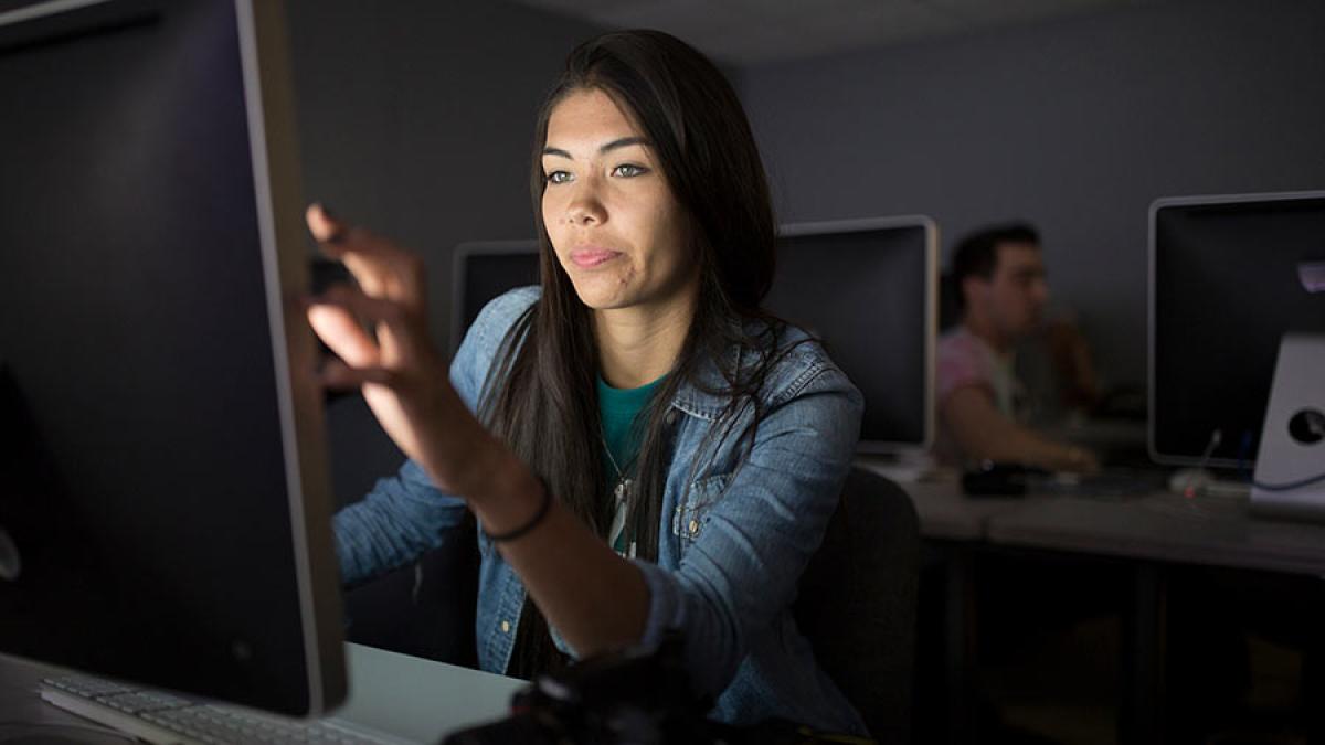 Student working on her computer.
