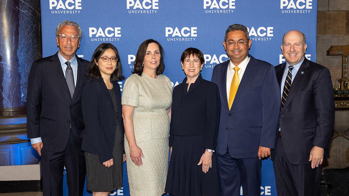 group photo with Marvin Krislov at the Spirit of Pace Awards