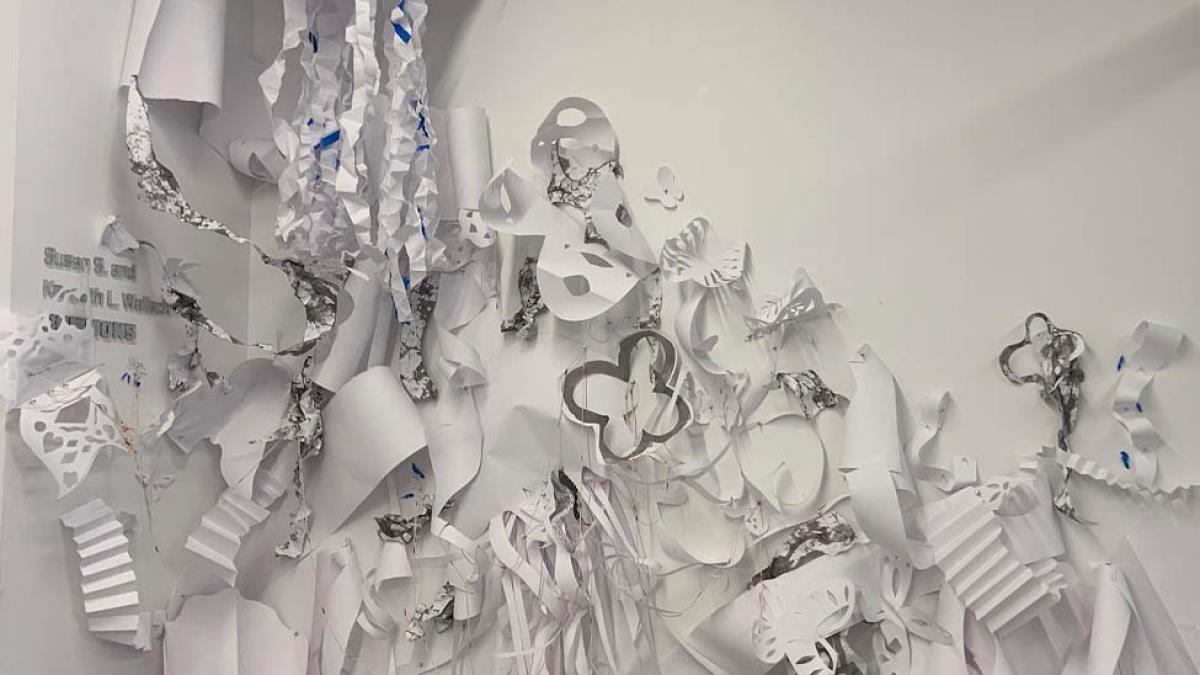 Paper installation for the 2022 annual student art exhibition
