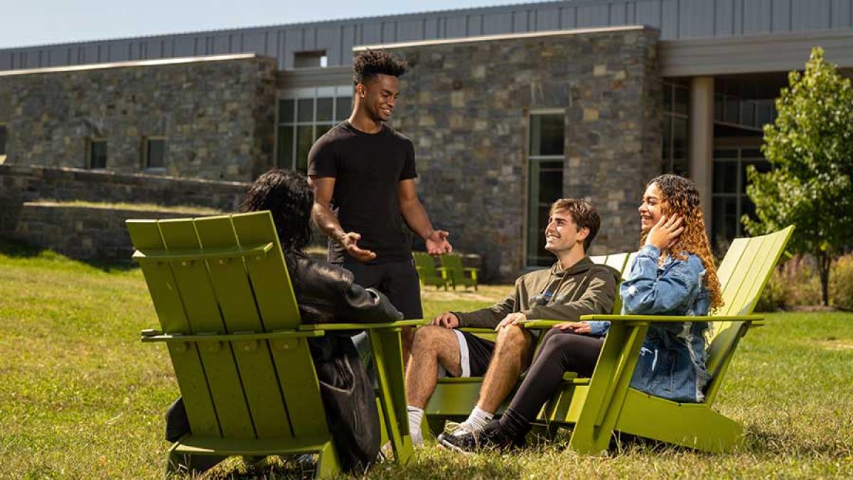 students hanging out on Westchester Campus