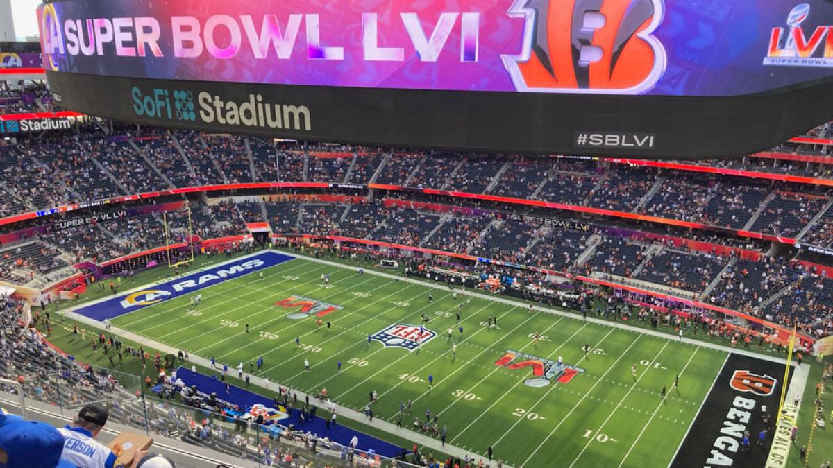 aerial view of stadium of 2022 Super Bowl LVI 