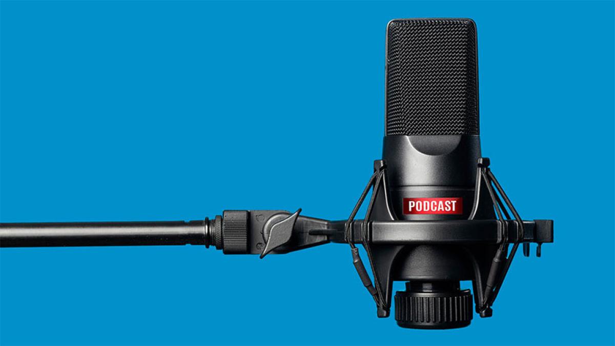 radio microphone on a blue background