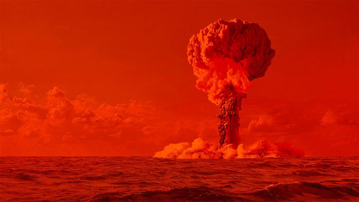 Nuclear bomb mushroom cloud.