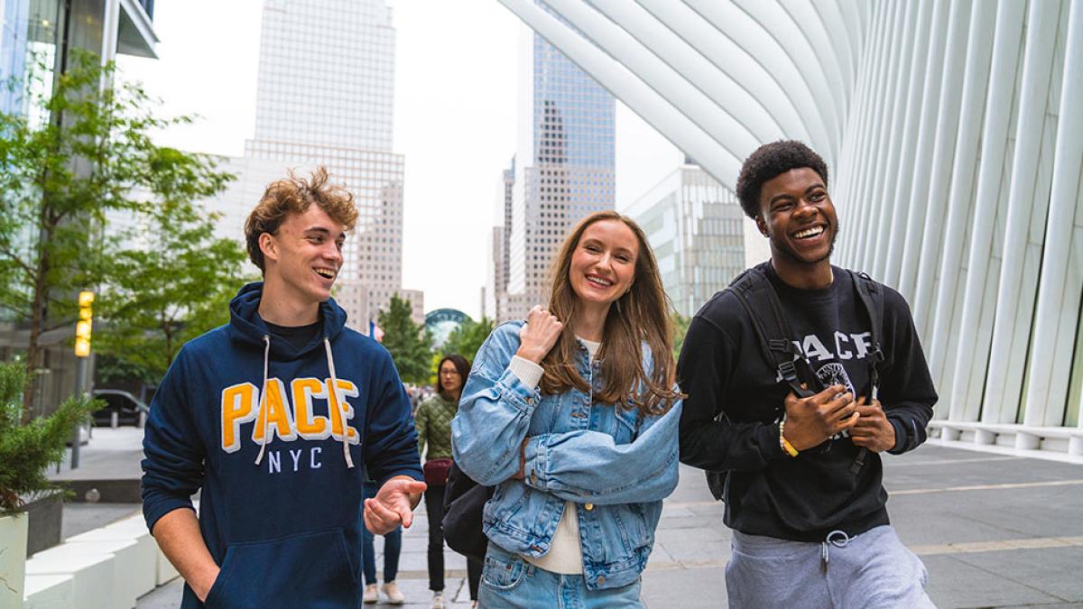 group of students visiting Pace Campus