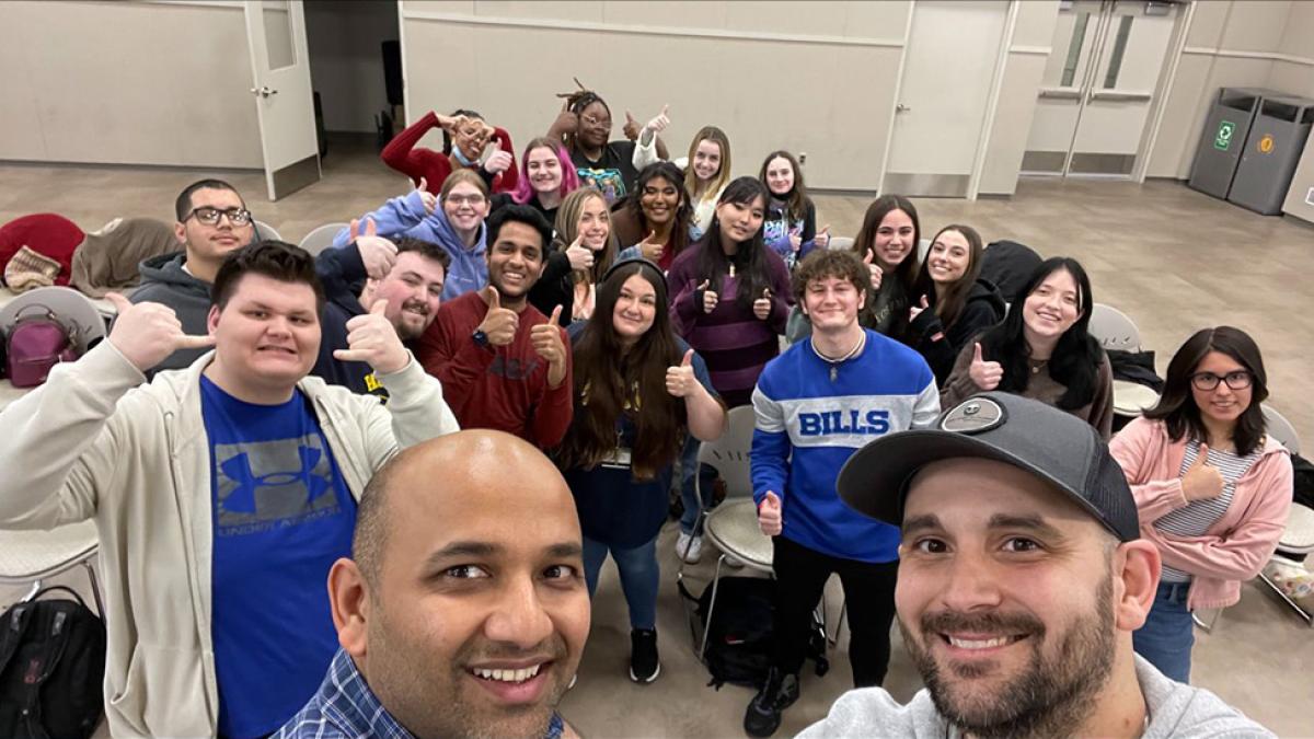 George Chacko, Rich Miller, and the students of their first ever audiovisual class