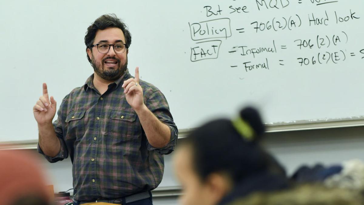 Elisabeth Haub School of Law professor speaking to a classroom full of students