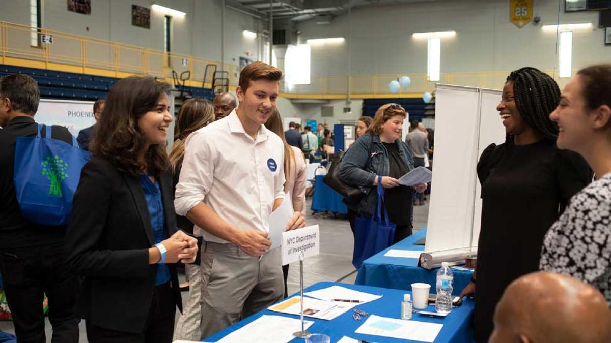 Pace students and employers at a Pleasantville Career Fair in 2019