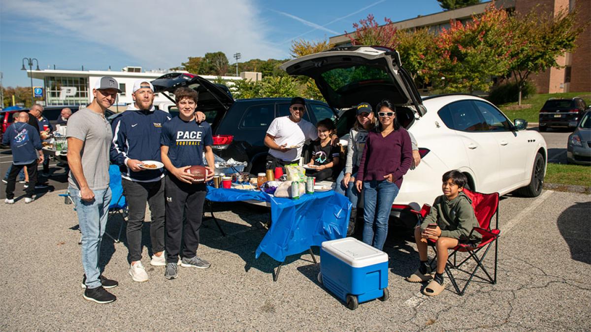 people tailgating at Pace University