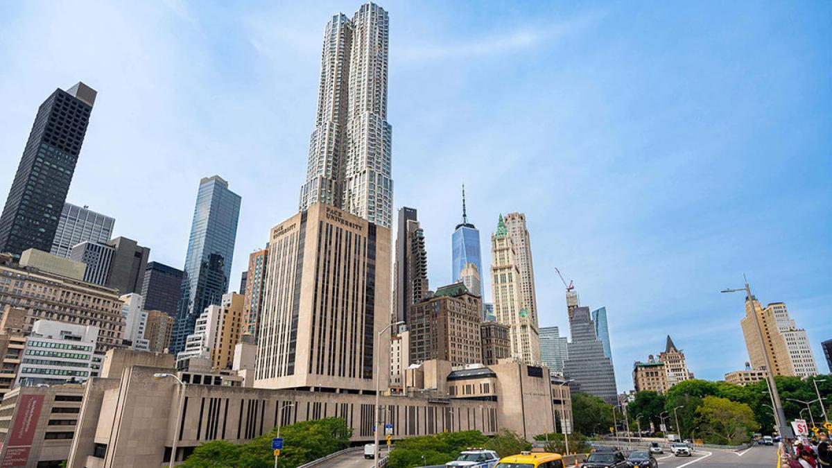 View of One Pace Plaza in Manhattan