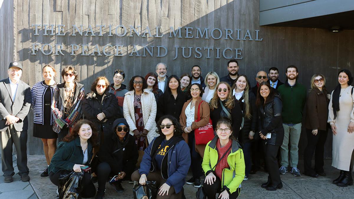 Pace President Marvin Krislov along with students and faculty at the National Memorial for Peace and Justice