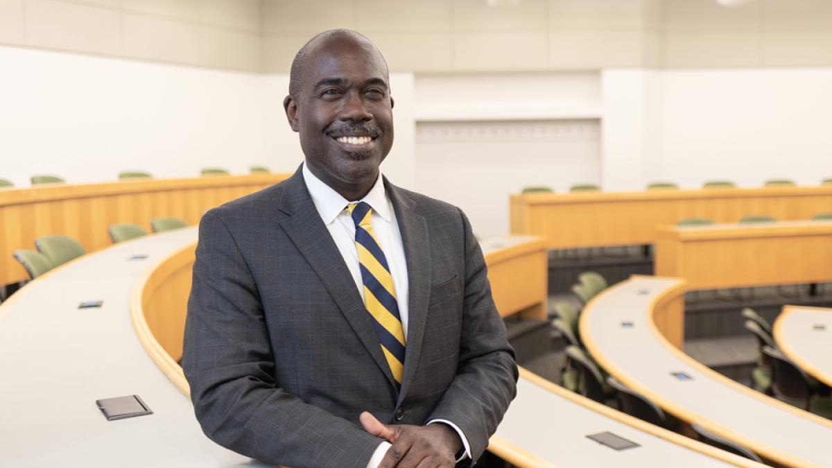 Elisabeth Haub School of Law at Pace University Dean Horace Anderson standing in a classroom
