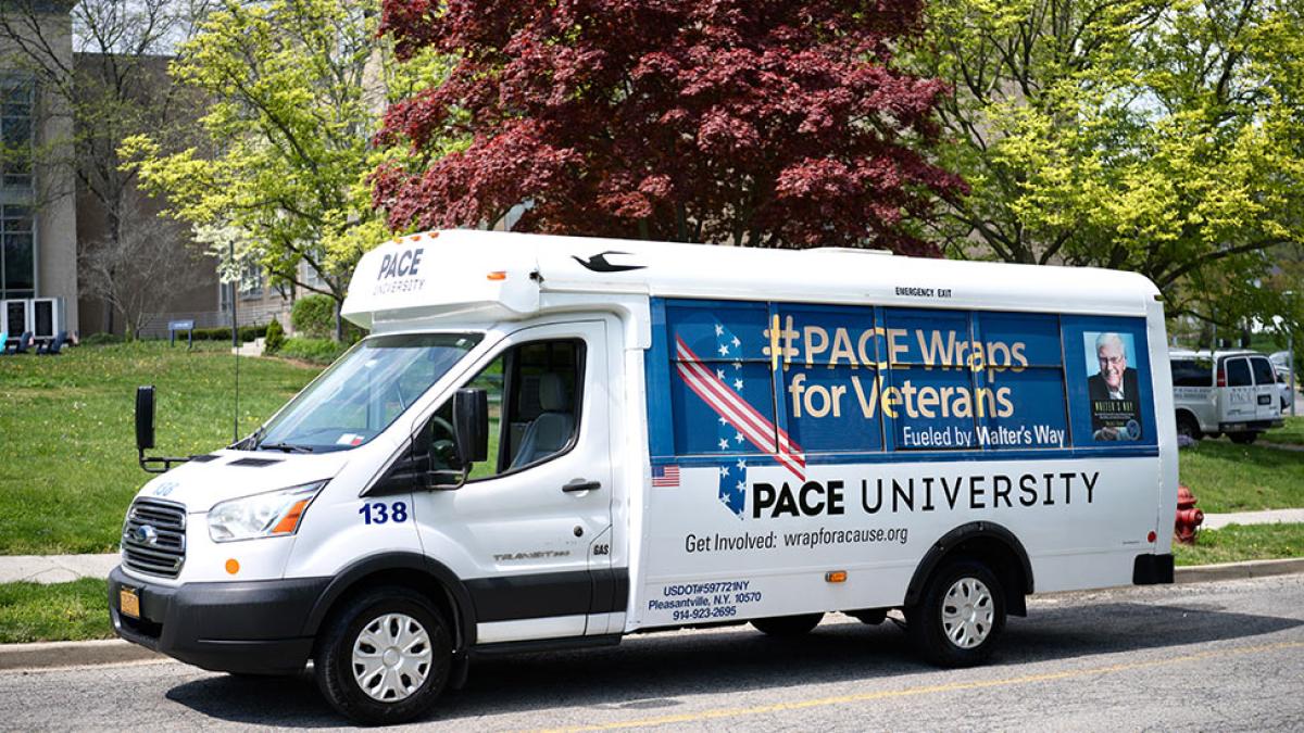 shuttle bus at Elisabeth Haub School of Law at Pace University, White Plains