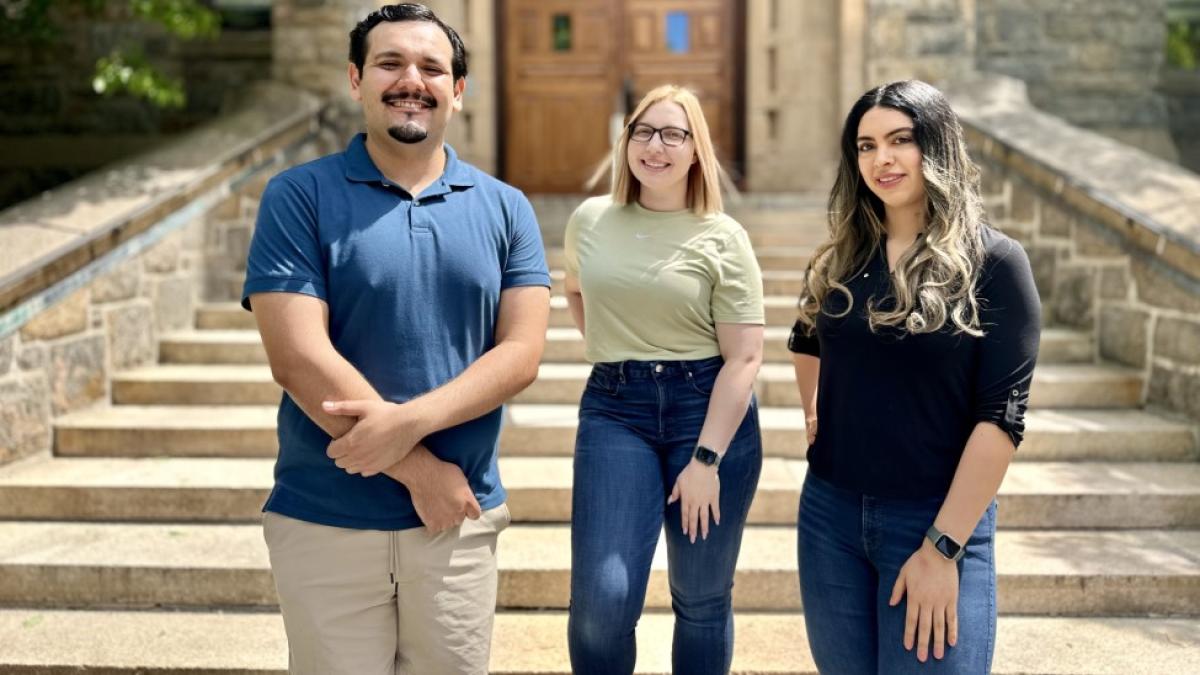 Elisabeth Haub School of Law at Pace University 2024 alumni Gilbert Romero, Abby Miscioscia, and Shelly Aucay