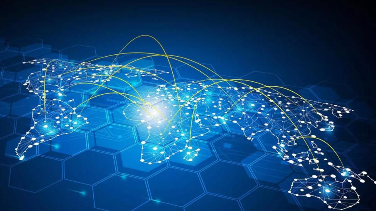 illustration of digital interconnectivity across the globe. 