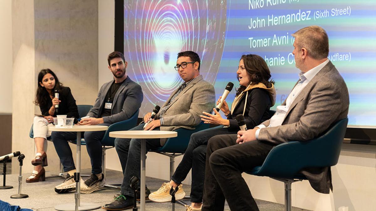 Speakers on stage at the inaugural Pace University Fintech Conference