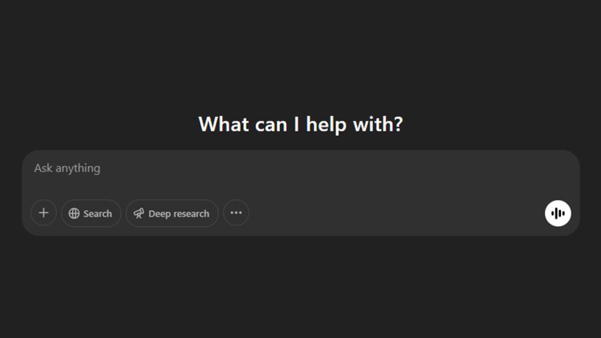 Screenshot of ChatGPT with the text "What can I help with?"