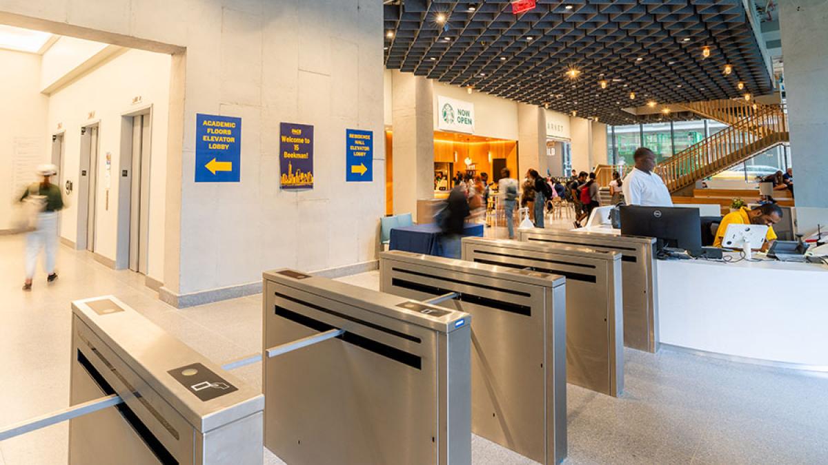 Security ID machines at a Pace University dorm in NYC.
