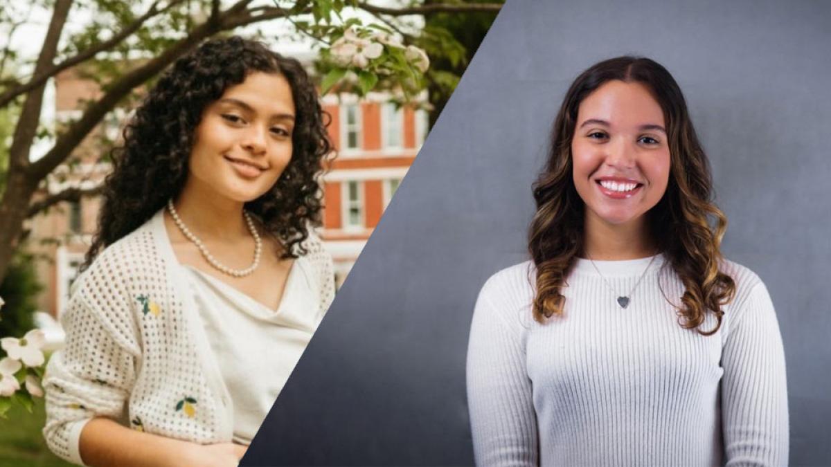 Pace University students Jasmine Cintron-Soto and Jamie-Lynn Figueroa posing for the camera.