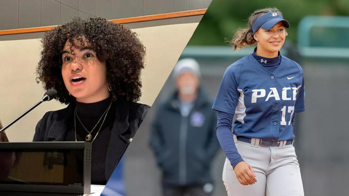 Pace University students Layne Davis and Brianna Shea.
