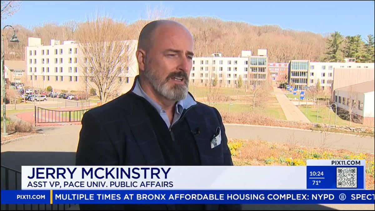 Jerry McKinstry, AVP of Public Affairs at Pace University, giving an interview to Pix11.