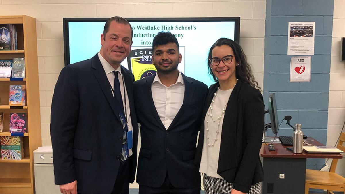 College of Health Professions PA student Azeem Azhara at honor society induction ceremony.