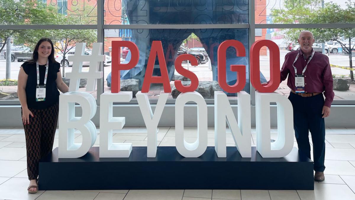 College of Health Professions Physician Assistant-Pleasantville student Raquel Sammartano with father Robert Sammartano, PA-C at 2025 AAPC conference.